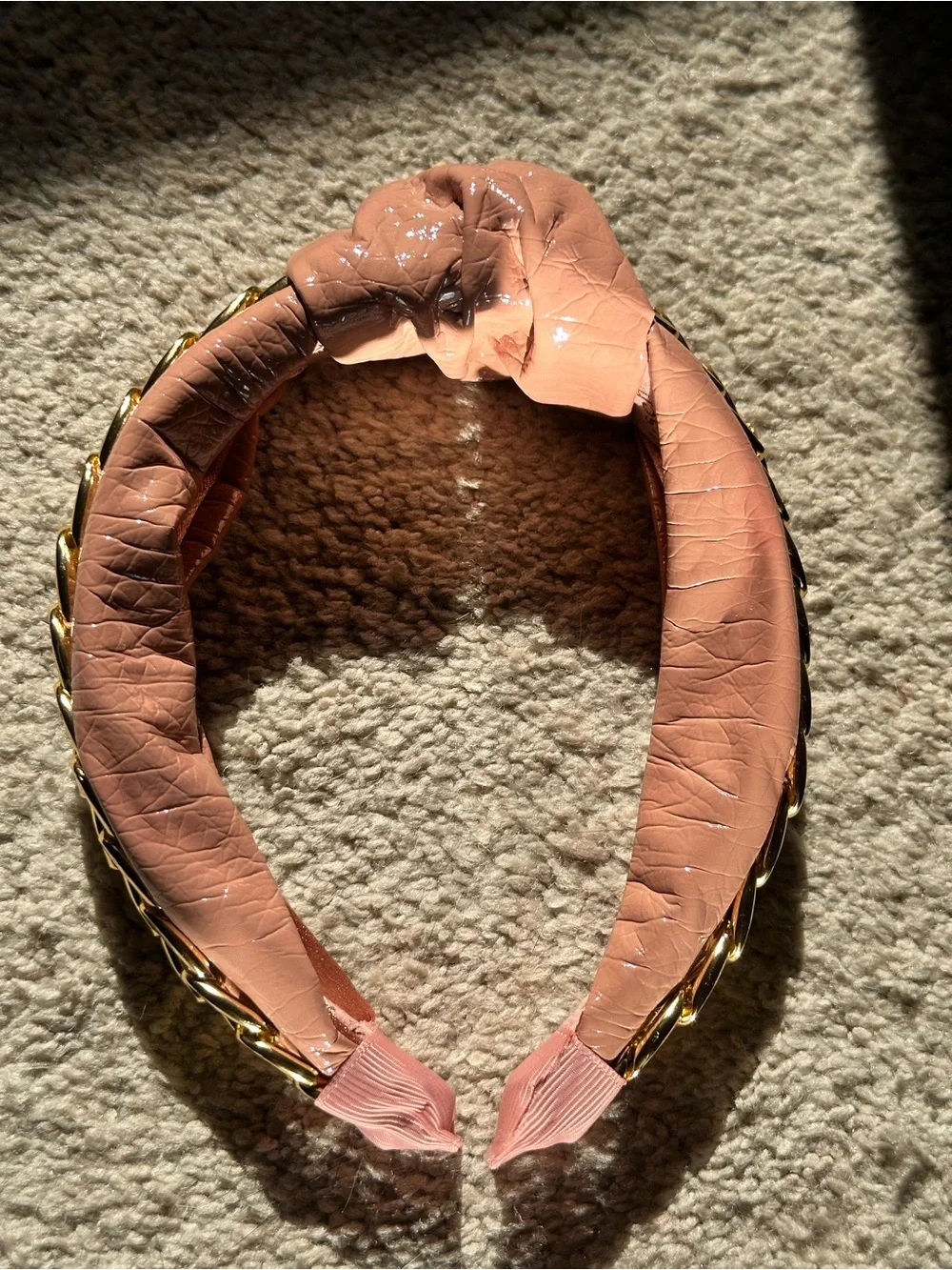 Kitsch Light pink leather chain knot headband